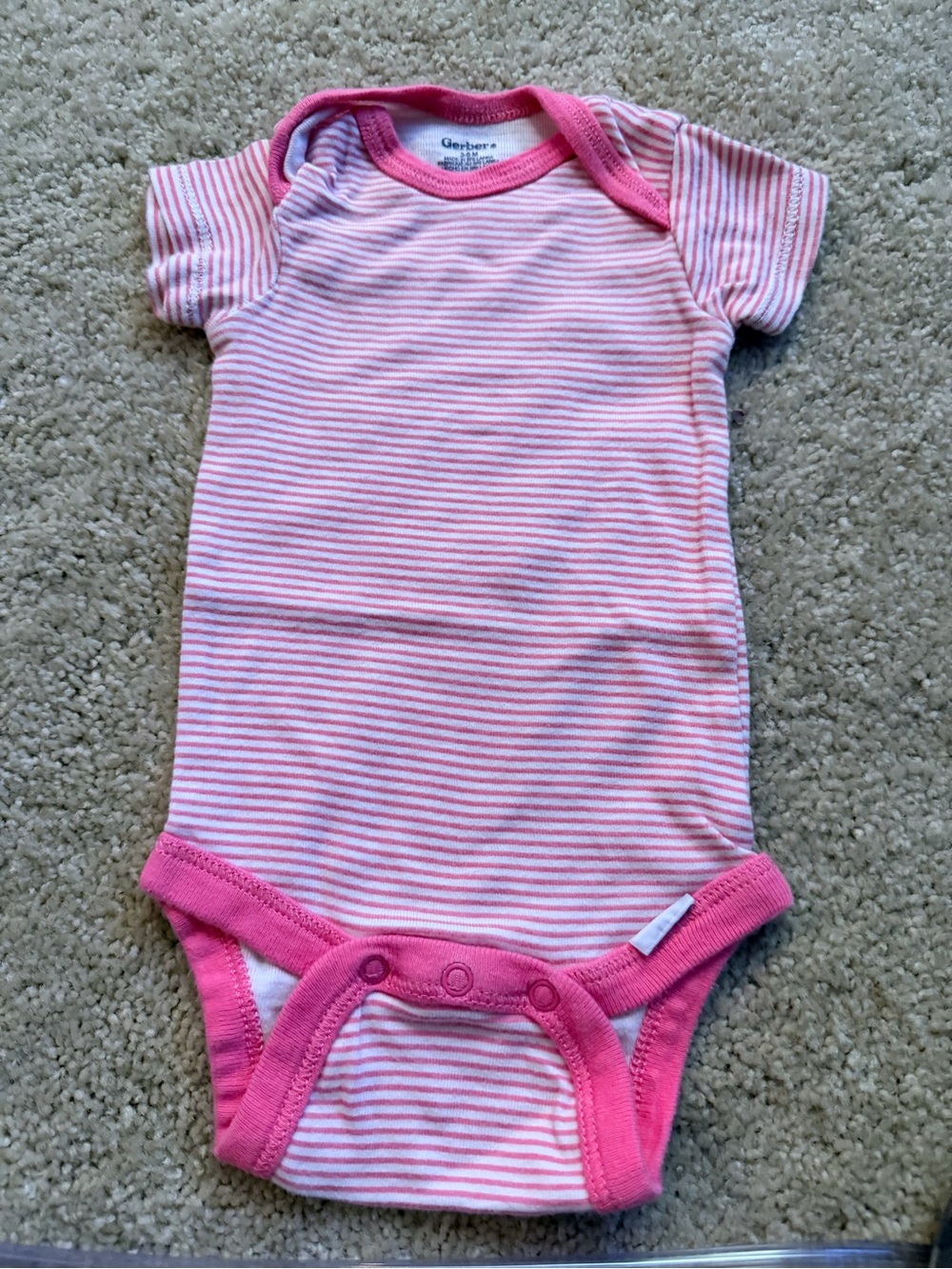 3-6 M Gerber Pink & White Striped Baby Onesies
